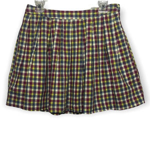 Urban Outfitters Cooperative Multicolor Pastel Plaid Pleated Skater Skirt Sz 10